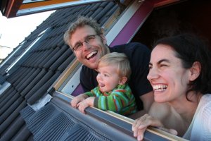 family out the window...